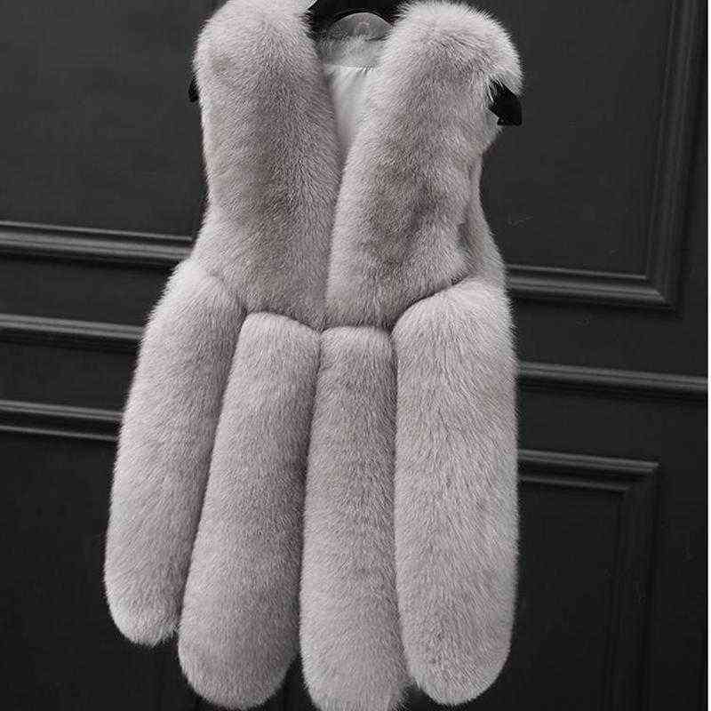 Women's Vests Winter Fur Coat Oversized Sleeveless Jacket Female Warm Fashion Casual Artificial 211120