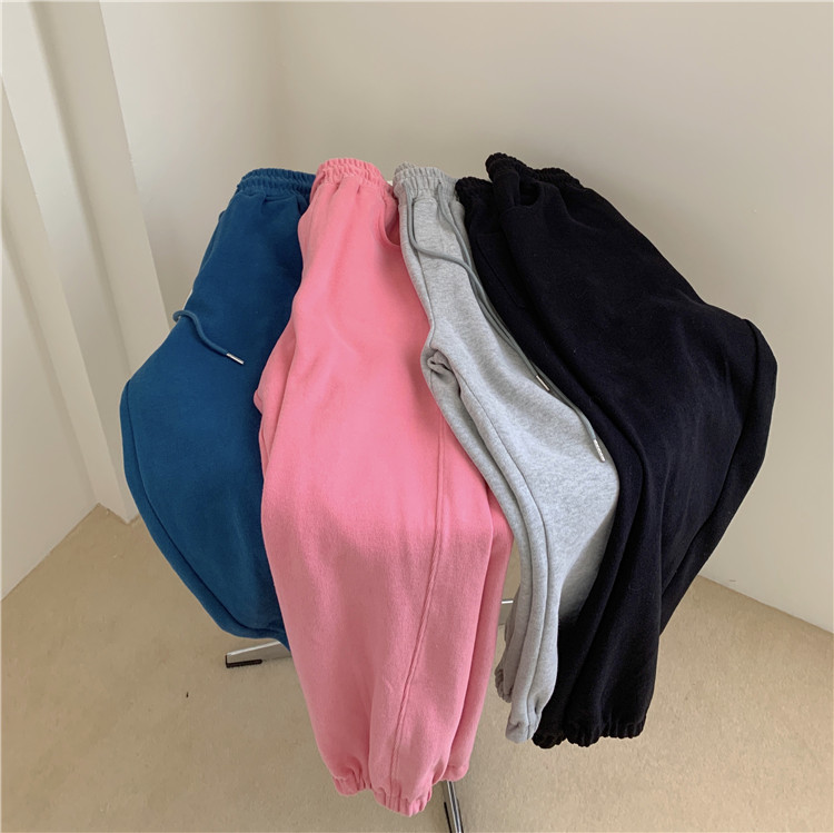 Nomikuma Korean Causal Solid Sweatpants Lace Up Stretch High Waist Long Trousers Autumn New Women Harem Pants 6C572 210427