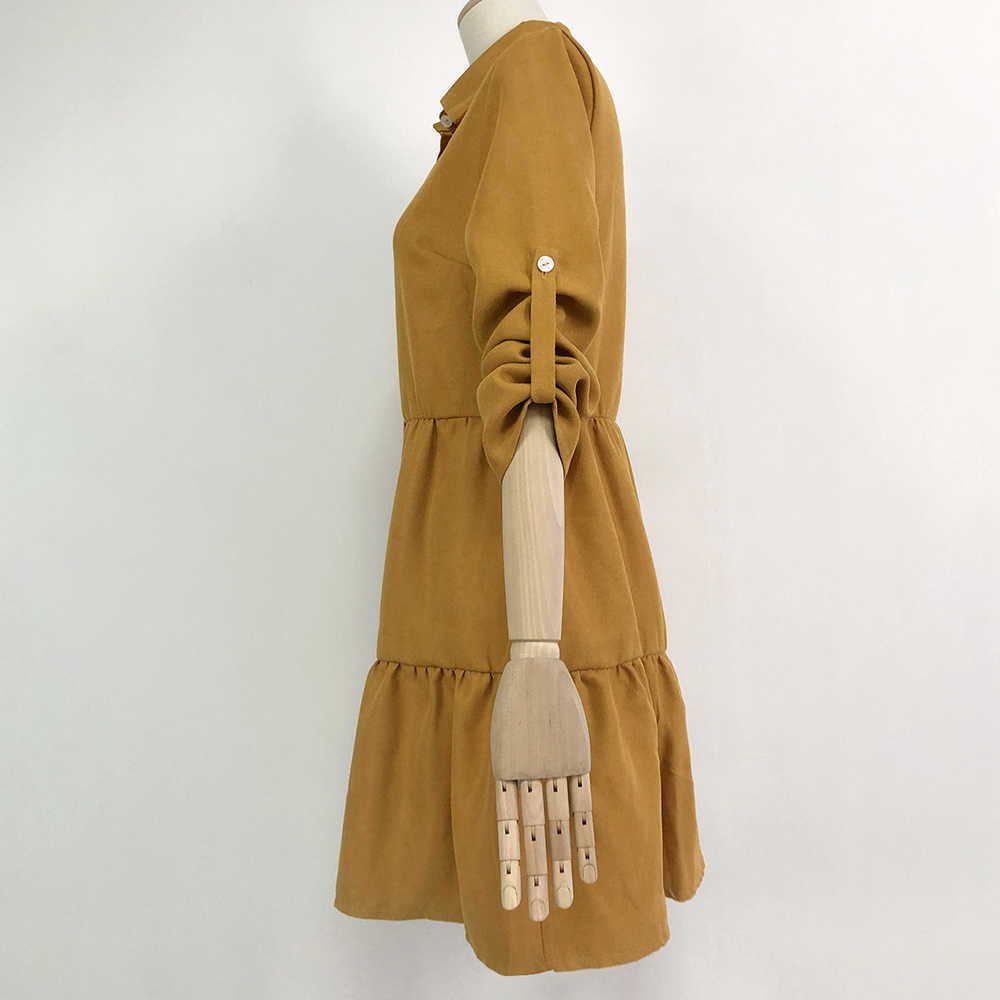 Shirt Dress Long Sleeve Women Clothing Autumn Winter Dress Button Turn-down Collar Ladies A-line Mini Party Dress Vestidos 210630