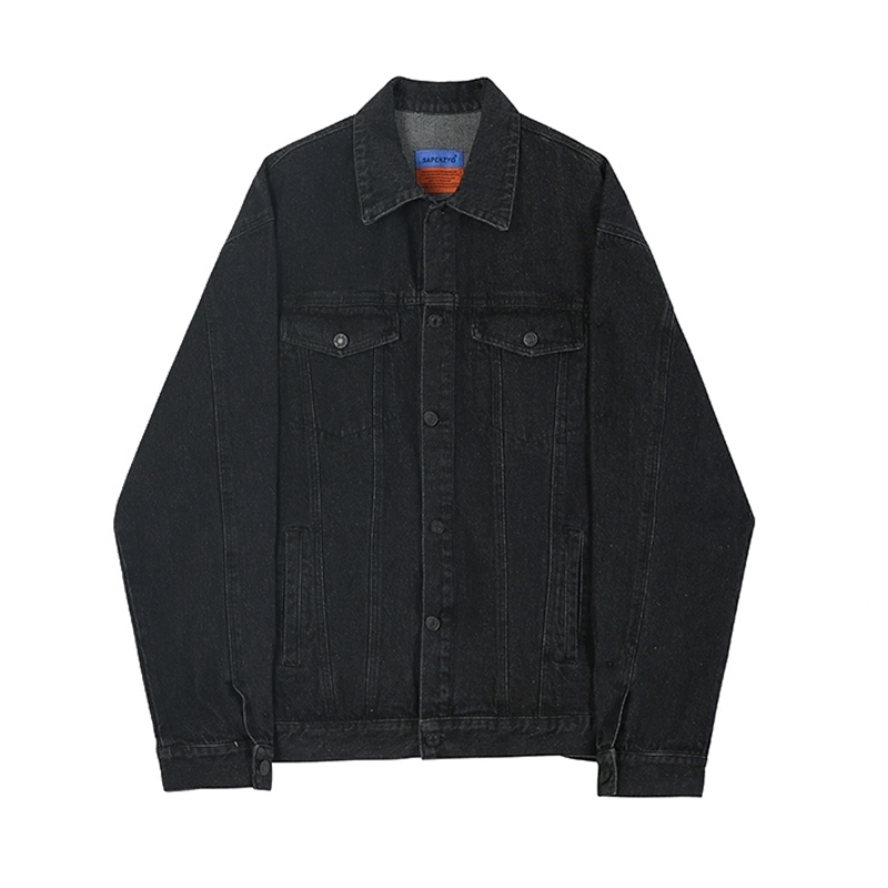 IEFB Spring Men's Denim Jacket Men's Loose Korean Fashion Black Denim Coat Casual Work Jacket Men Big Size Loose Clothes 210524