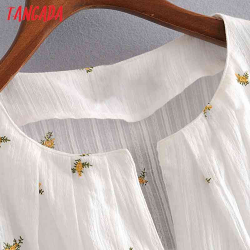 Women Retro Embroidery Romantic Summer Blouse Long Sleeve Chic Female Shirt Tops 3H99 210416