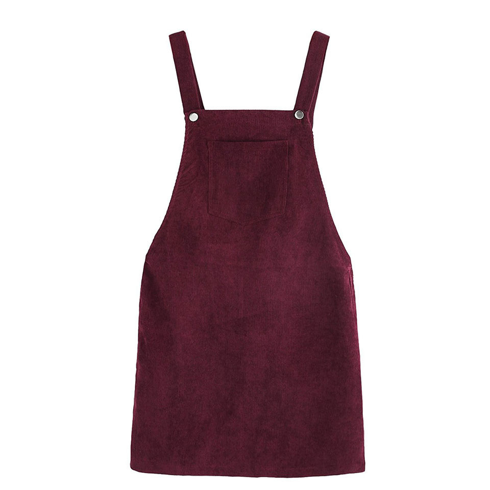 Autumn Winter Women Casual Sleeveless Pocket Retro Corduroy Dress Female Vintage Party Loose Suspender Sundress 210428