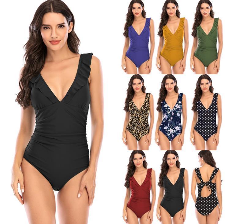 New One Piece Bikini Sexy V Neck Solid Color Quick Dry Ruffle Jumpsuits Fashion Swimwear 2021, White;black
New One Piece Bikini Sexy V Neck Solid Color Quick Dry Ruffle Jumpsuits Fashion Swimwear 2021, White;black