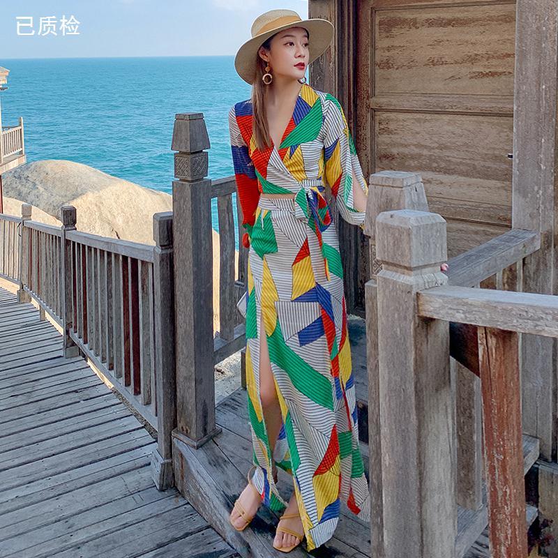 Summer Color block Beach 2 Pieces Set Women V-neck Hollow out Long Sleeve Lace up Crop Tops+ High waist Split Skirt Suits 210525, Multi
Summer Color block Beach 2 Pieces Set Women V-neck Hollow out Long Sleeve Lace up Crop Tops+ High waist Split Skirt Suits 210525, Multi