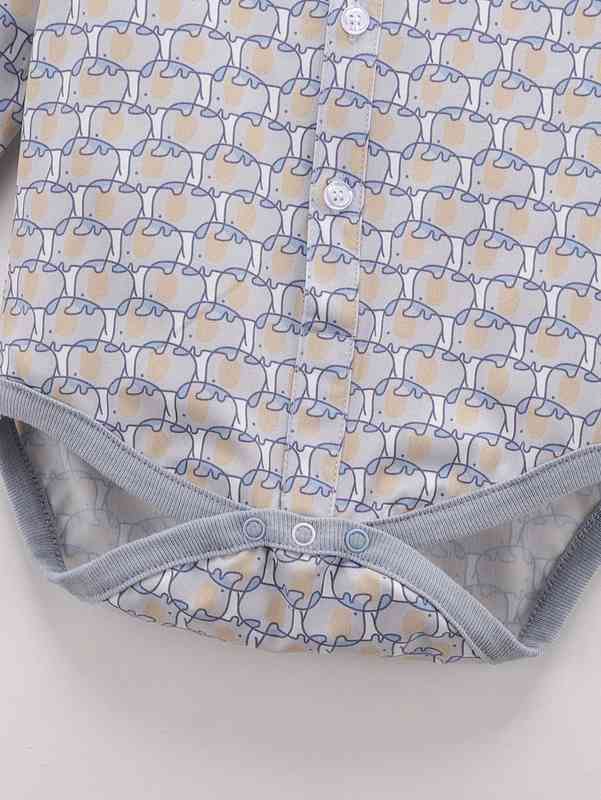 Baby Elephant Print Bow Front Bodysuit & Pinafore Pants SHE