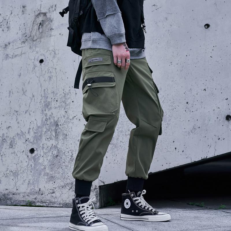 Mens Cargo Hosen Männer Mode 2021 Seite Taschen Joggers Hip Hop Harajuku Japanischen Streetwear Hose Schwarz Männe Men's Pants