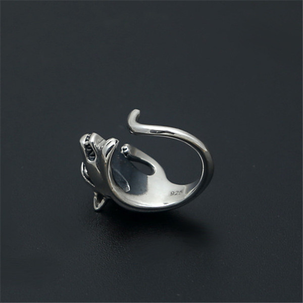 High quality 925 sterling silver men's wolf band rings European American Gothic punk style handmade designer vintage luxury jewelry accessories g