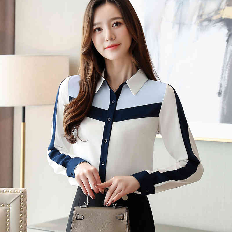 blusas mujer de moda long sleeve chiffon blouse button down shirt for women dames blouses lange mouwen shirts 7186 50 210427