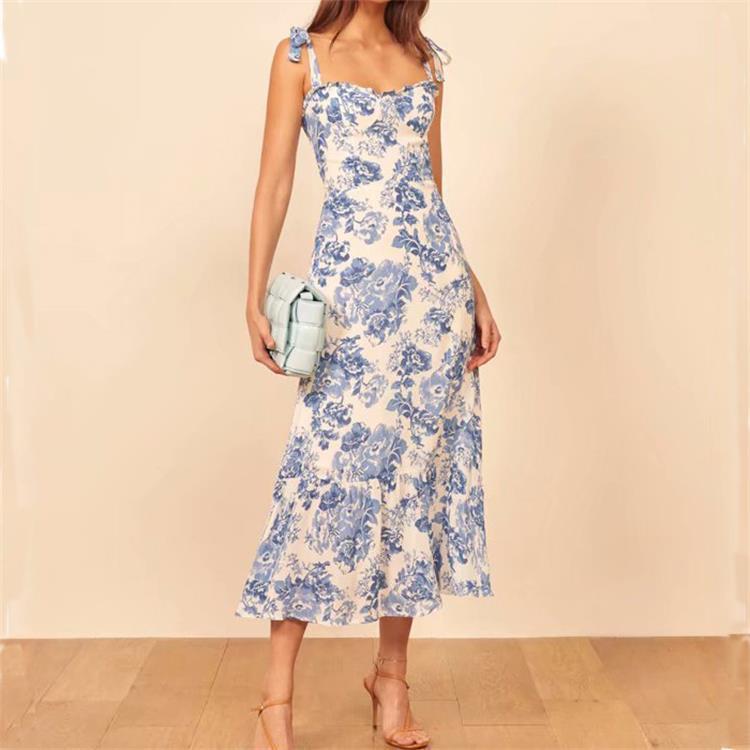 Long Dress Women Vintage Sexy Spring Summer Boho Vacation Beach Halter High Waist Party Club Maxi Dresses For Streetwear Casual