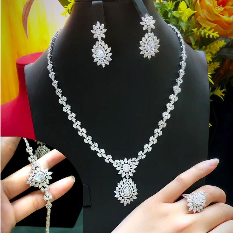 earrings & necklace kellybola jewelry fashion luxury zircon bracelet earring ring set female bride wedding banquet exquisite, Silver
earrings & necklace kellybola jewelry fashion luxury zircon bracelet earring ring set female bride wedding banquet exquisite, Silver