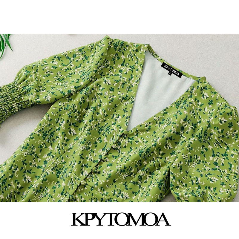 Women Chic Fashion Floral Print Buttons Mini Dress V Neck Short Sleeve Beach Female Dresses Vestidos Mujer 210420