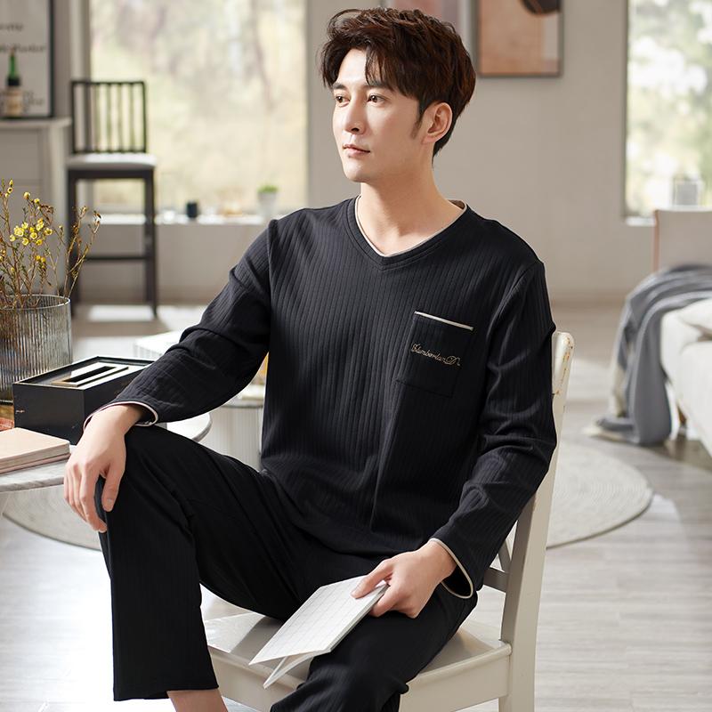Men's Sleepwear V-Neck Cotton Pajamas Set Spring Long-Sleeve Tops + Long Pants Nightwear Home Wear Suits Simple Solid For Men, Black;brown
Men's Sleepwear V-Neck Cotton Pajamas Set Spring Long-Sleeve Tops + Long Pants Nightwear Home Wear Suits Simple Solid For Men, Black;brown