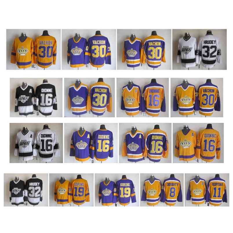 Custom Vintage LA Los Angeles Kings Jersey 16 Marcel Dionne 19 Butch Goring 30 Rogatien Vachon 32 Kelly Hrudey 8 Drew Doughty Kopitar Retro, Black;red 
Custom Vintage LA Los Angeles Kings Jersey 16 Marcel Dionne 19 Butch Goring 30 Rogatien Vachon 32 Kelly Hrudey 8 Drew Doughty Kopitar Retro, Black;red