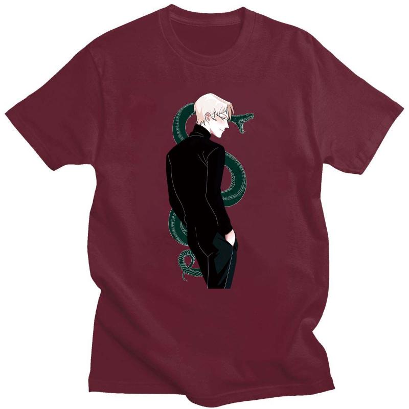 Men's T-Shirts Draco Malfoy With Green Snake T Shirts Unisex Men Black Shirt Artwork Print Tee Basic Casual Short Sleeve Top