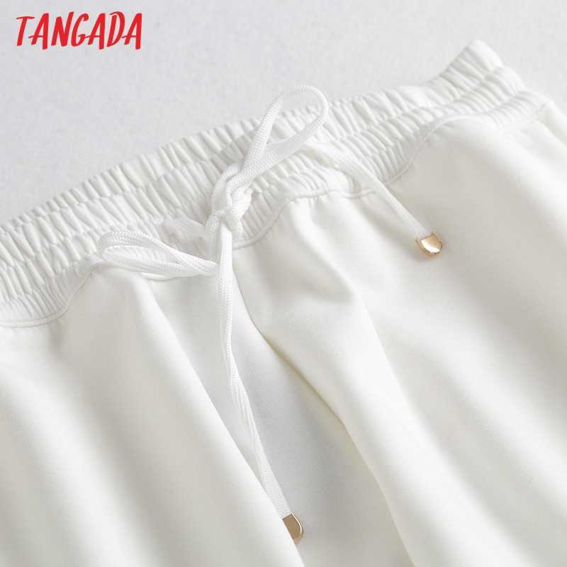 Tangada Fashion Woman White Pants Women Cargo High Waist Pants Loose Trousers Joggers Female Sweatpants 6D89 211006