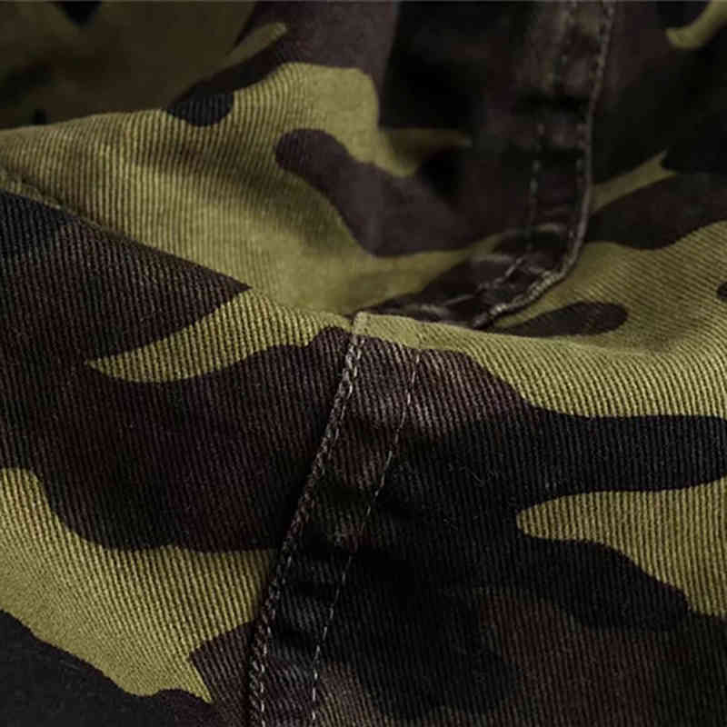 Women Fashion Camo Print Short Denim Jacket Female Autumn Streetwear Long Sleeve Army Green Office Attire Jackets Outwear 210421