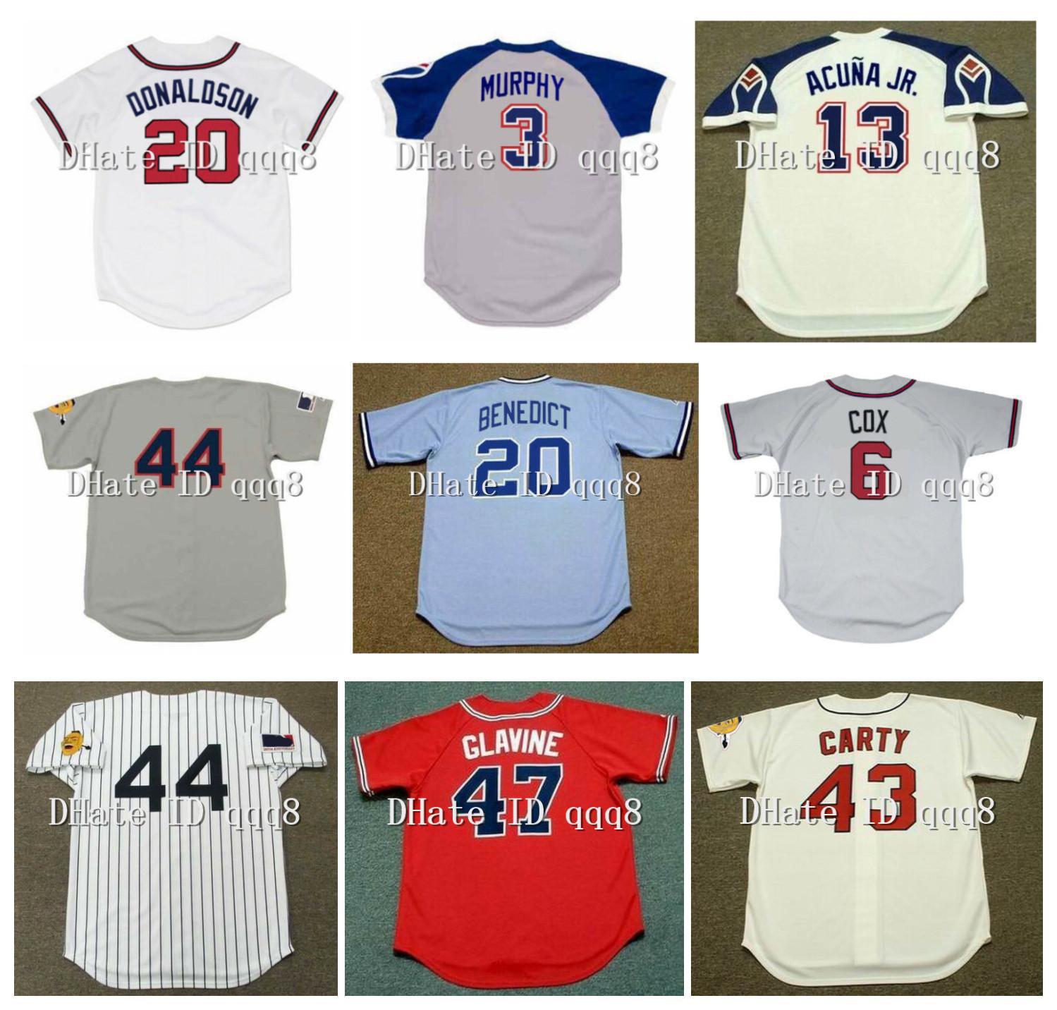 Vintage Atlanta Jersey 44 HANK AARON 35 PHIL NIEKRO 10 Chipper Jones 24 Deion Sanders 29 John Smoltz 3 DALE MURPHY 5 Bob Horner 13 RONALD AC, As pic
Vintage Atlanta Jersey 44 HANK AARON 35 PHIL NIEKRO 10 Chipper Jones 24 Deion Sanders 29 John Smoltz 3 DALE MURPHY 5 Bob Horner 13 RONALD AC, As pic