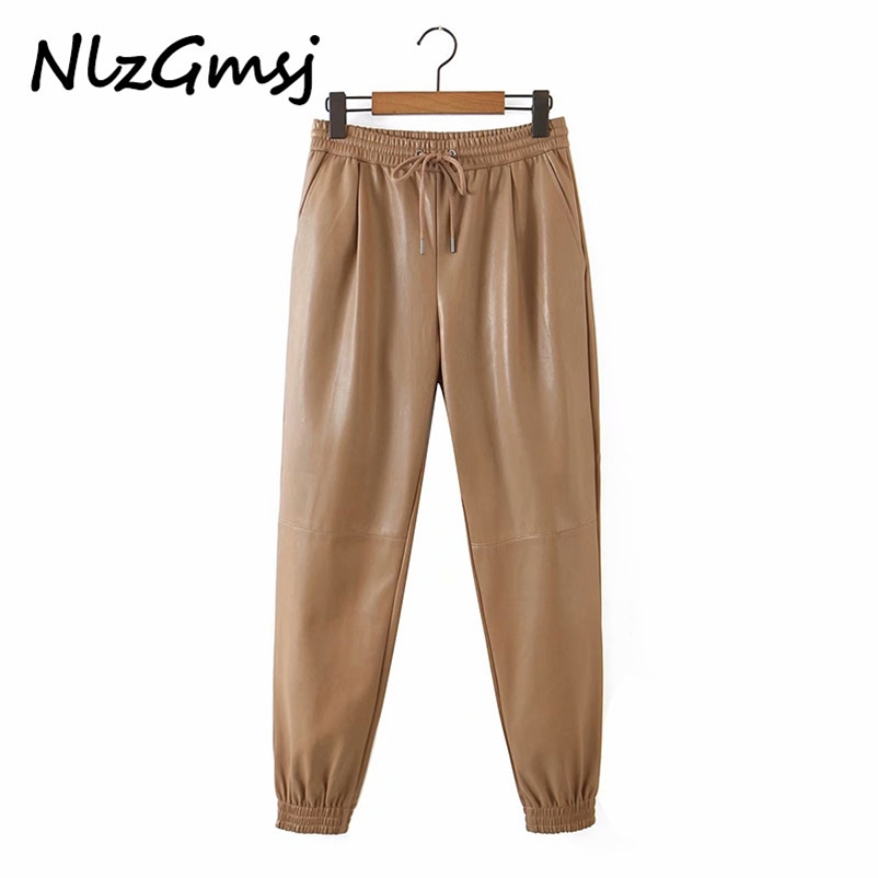 Pant Khaki PU Leather Stretch Waist Female Autumn Winter Harm Trousers 210628, As picture
Pant Khaki PU Leather Stretch Waist Female Autumn Winter Harm Trousers 210628, As picture