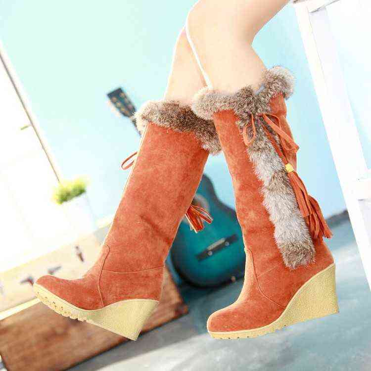 Boot Women's Shoes Platform Leather Booties Plush Sexy Thigh High Heels Australia Winter 211105