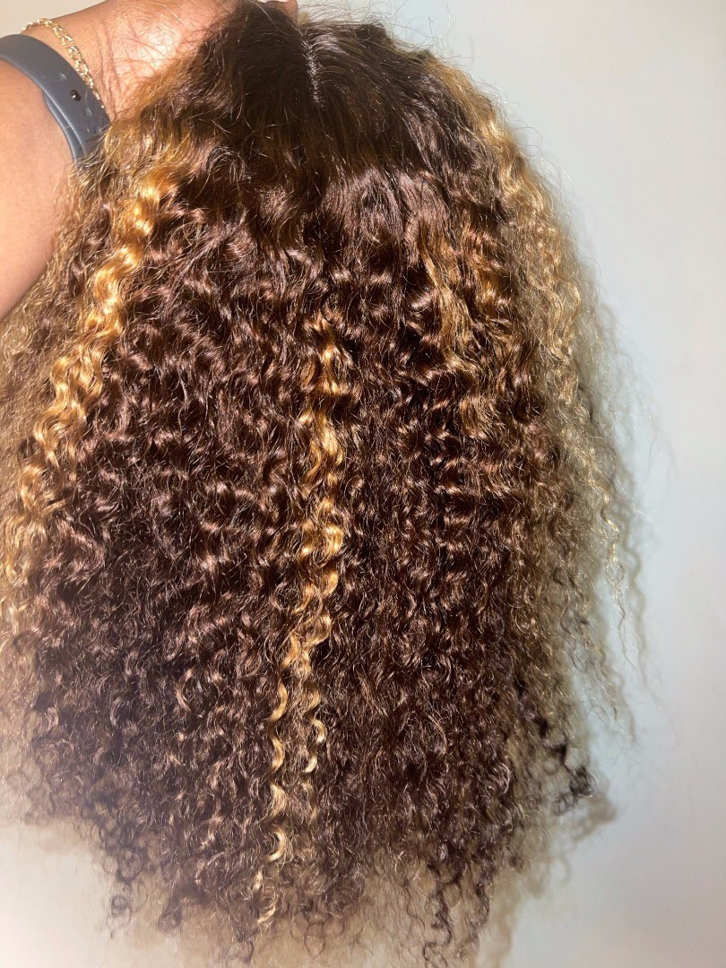 Ombre Curly Human Hair Wig Water For Women Wigs Brazilian Lace Front Short Bob Highlight Hd Transparent Deep Wave Frontal 150%