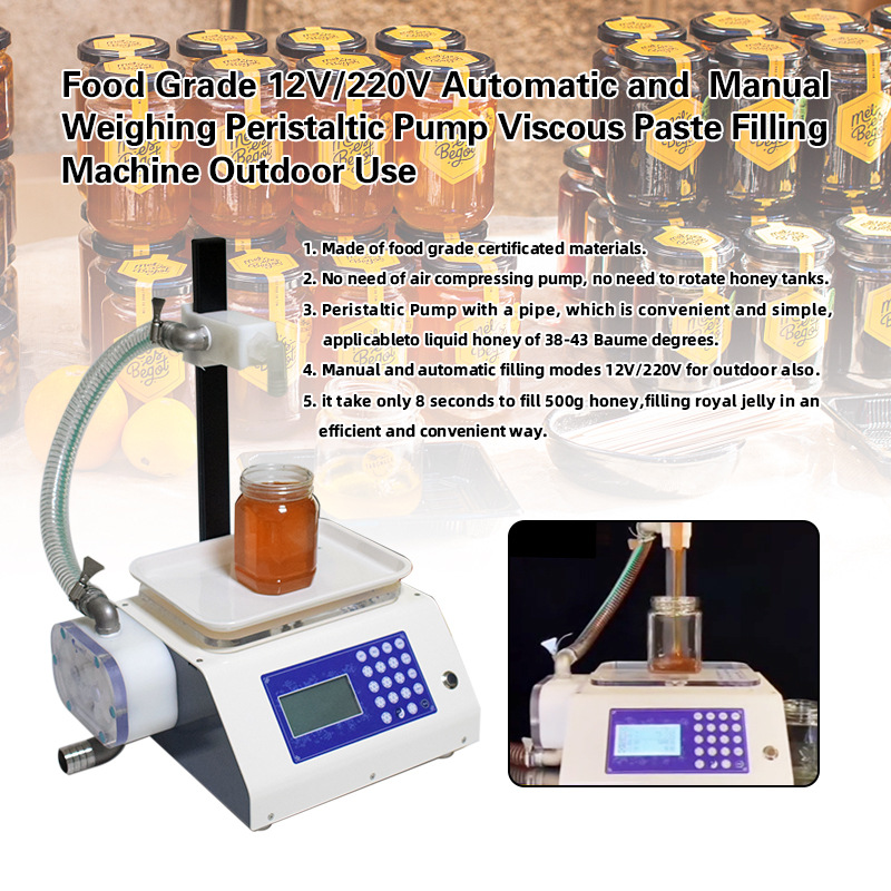 Smart Honey Filling Machine Food Grade Automatic and Manual Weighing Paste Honey Filling Machine Peristaltic Pump Viscous8301134