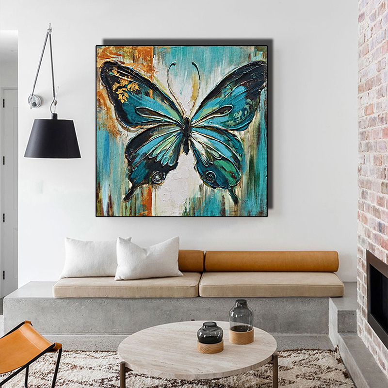 Modern Blue Butterfly Poster Wall Art Canvas Painting Abstract Animal Picture HD Prints For Living Room Home Decor No Frame