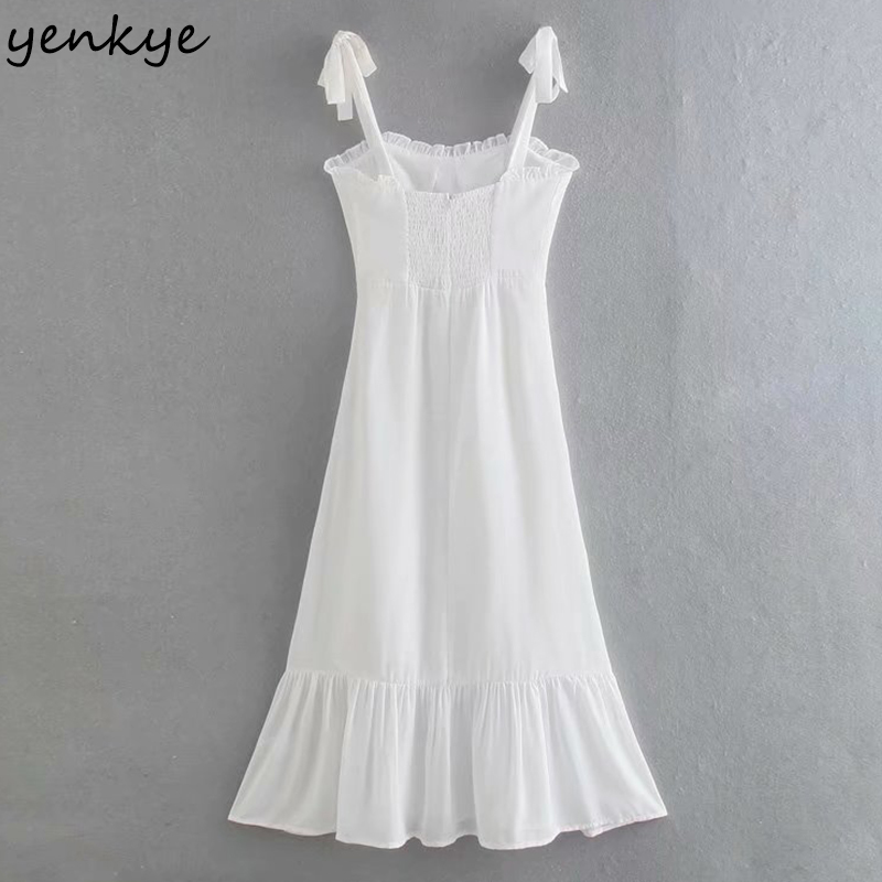 YENKYE Fashion Women Vintage Solid Color Elegant Party Dress Female Sleeveless Slim A-line Midi Summer Dress Vestido Mujer 210515