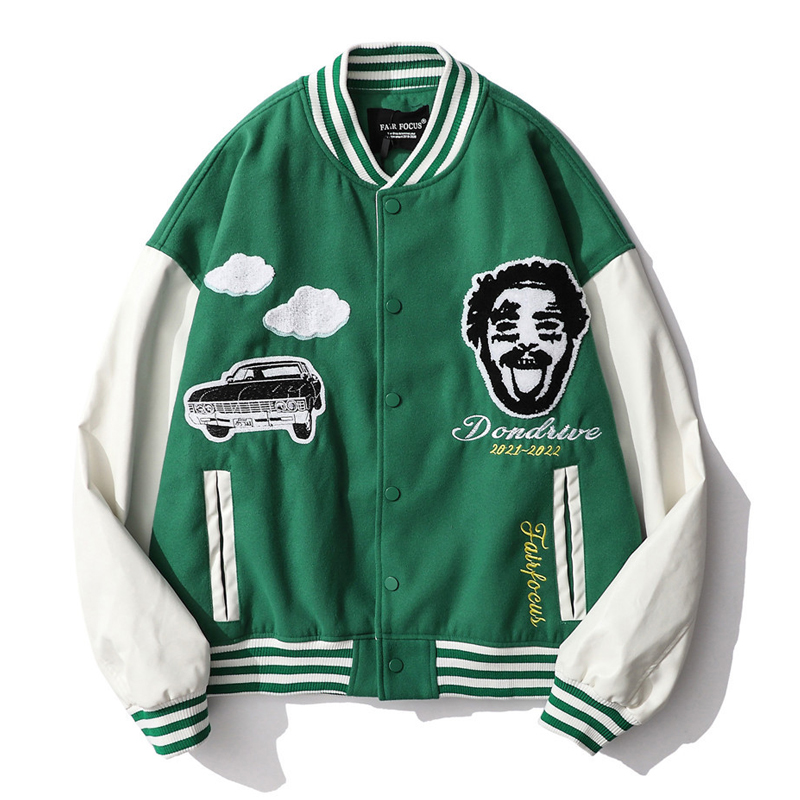 Hip Hop Baseball Varsity Jacket Men Patchwork Towel Embroidery Letter Portrait Jackets Vintage Oversized Coats Couple Streetwear, Green
Hip Hop Baseball Varsity Jacket Men Patchwork Towel Embroidery Letter Portrait Jackets Vintage Oversized Coats Couple Streetwear, Green