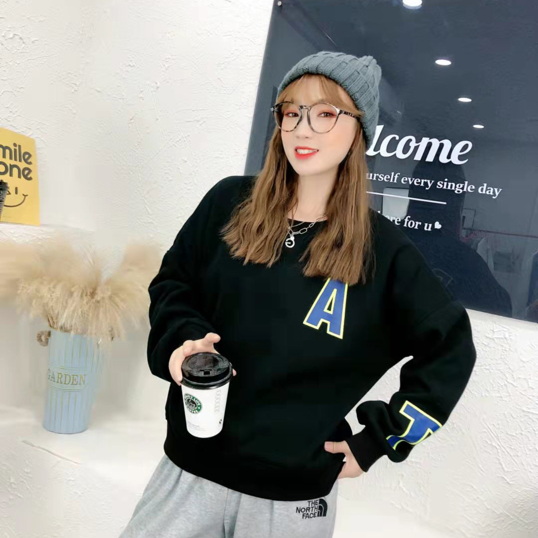 2021 autumn winter women's pullover letter sweater medium solid long sleeve warm top, Blue;black
2021 autumn winter women's pullover letter sweater medium solid long sleeve warm top, Blue;black