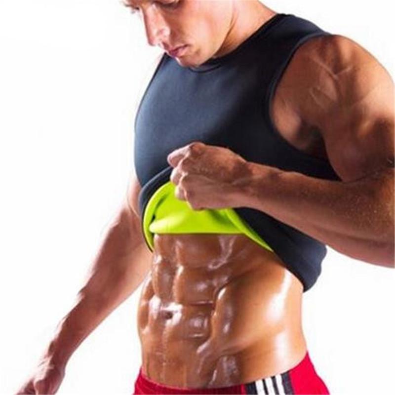Men's Body Shapers Shapewear For Men Sauna Sweating T-shirt Vest Neoprene Shaper Abdomen Fat Burn Belly Control Slimming Leotard Shirt Corse