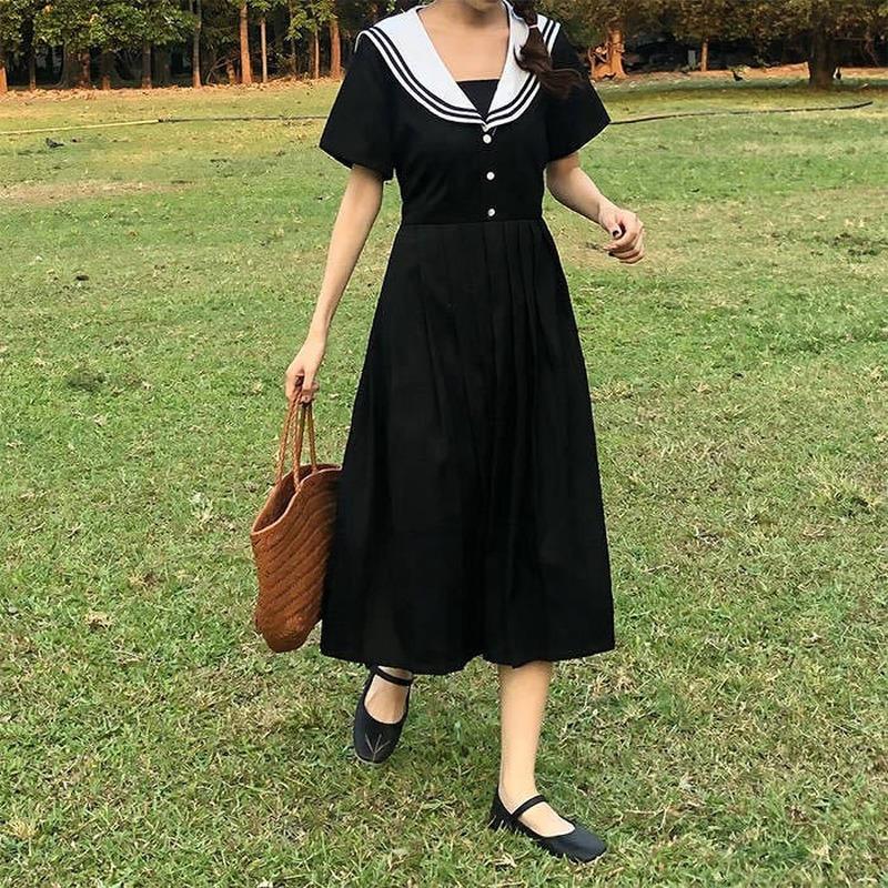 Japan Style School Black Dress Japanese Harajuku Sailor Collar 2021 Sweets Pleated Mori Girl Uniform Casual Dresses
Japan Style School Black Dress Japanese Harajuku Sailor Collar 2021 Sweets Pleated Mori Girl Uniform Casual Dresses
