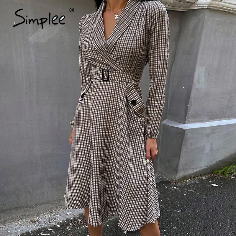 2021simplee vintage pleated belt plaid dress women elegant office ladies blazer dresses long sleeve female autumn midi party dress, Black;gray
2021simplee vintage pleated belt plaid dress women elegant office ladies blazer dresses long sleeve female autumn midi party dress, Black;gray