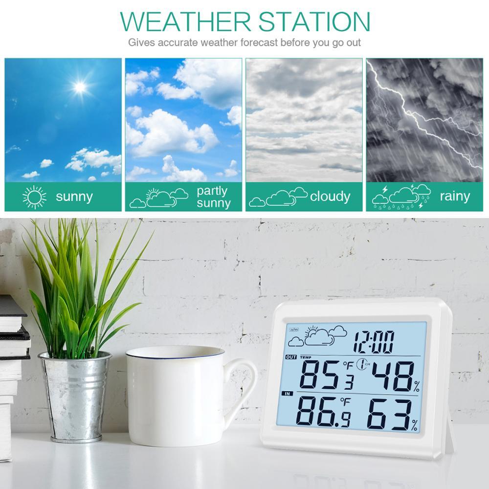 Digital interior air free thermometer meteorological station humidity monitor temperature without backlight wire alarm time