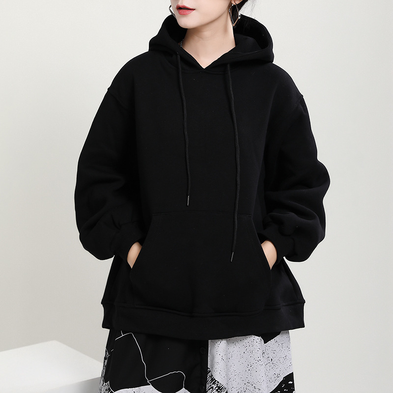 Nomikuma Fleece Hooded Sweatshirt Casual Back Zipper Split Women Jumper Autumn Winter Korean Long Sleeve Hoodies Top 6D537 210427