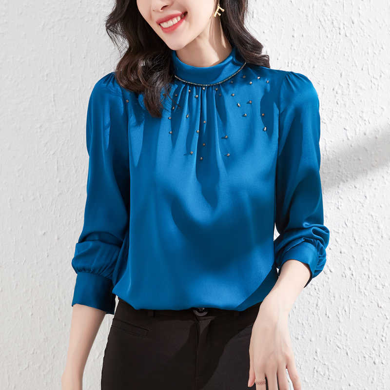 Chiffon Shirt Women Spring Style All-match Foreign Small Fashion Temperament Top Long Sleeve Plus Size 210604, Blue
Chiffon Shirt Women Spring Style All-match Foreign Small Fashion Temperament Top Long Sleeve Plus Size 210604, Blue