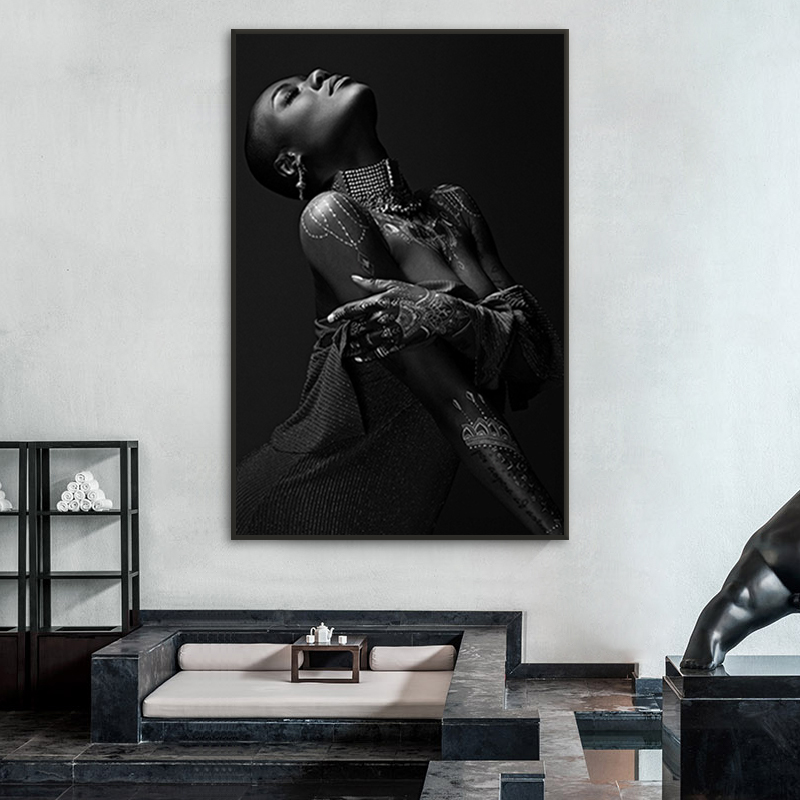 Black Woman Art Pictures Print Canvas Posters Sexy African Women Wall Art Scandinavian Oil Painting for Living Room Decoration