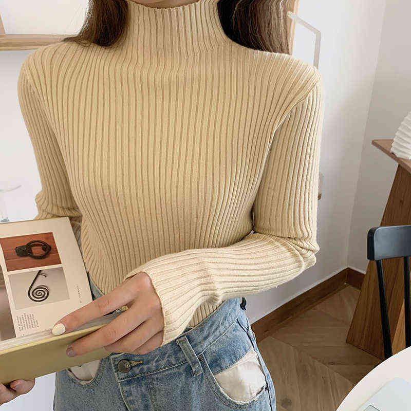 AOSSVIAO chic Autumn winter Sweater Pullovers Women Long Sleeve casual turtleneck warm basic Sweater knit Jumpers top 211123wtt