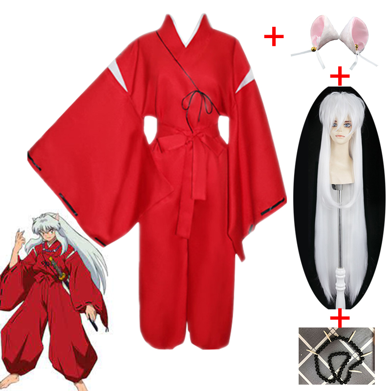 Theme Costume Anime Inuyasha Cosplay Costume Halloween Performance Costume Red Suit White Wig One Pair Ear Necklaces, Black;red
Theme Costume Anime Inuyasha Cosplay Costume Halloween Performance Costume Red Suit White Wig One Pair Ear Necklaces, Black;red