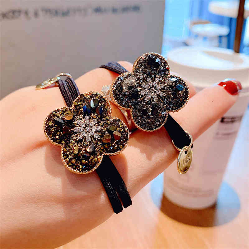 Hair Jewelry Accessories Net Red Heavy Industry Rhinestone Bear Rope Japan and South Korea High Elastic Binding Rubber Band Girls' Head