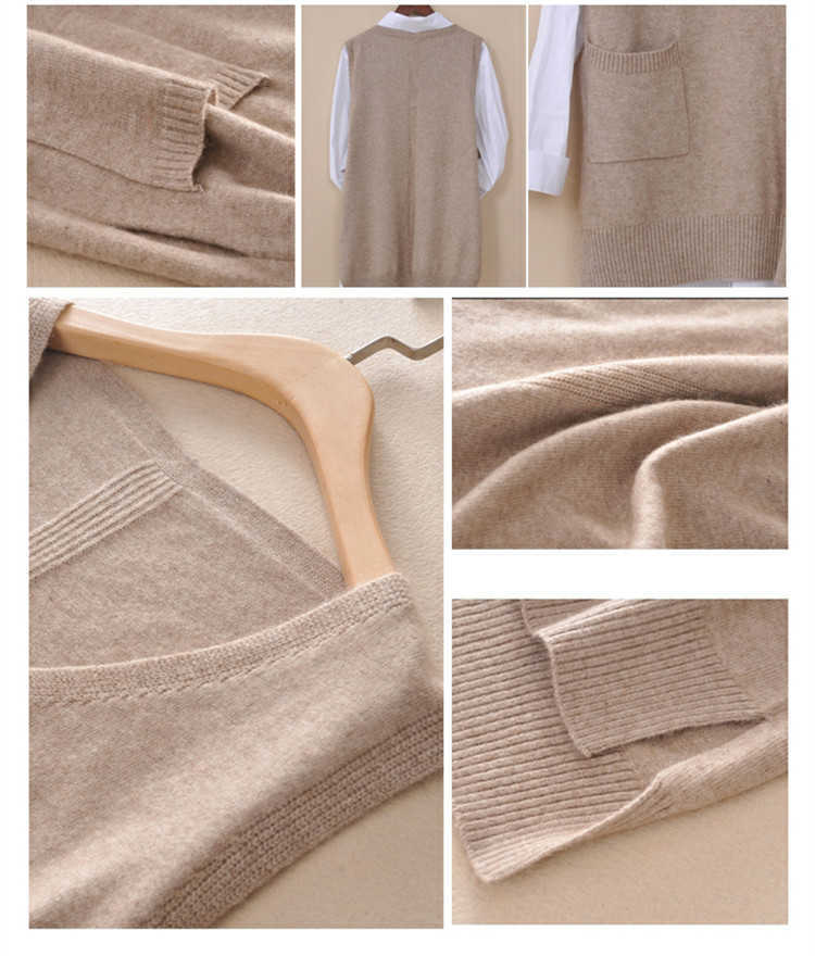 Women's Spring Autumn Cashmere Knitted Vest Both Sides Split Loose Sweater Waistcoat Female Pullover Sleeveless Tops 211007
