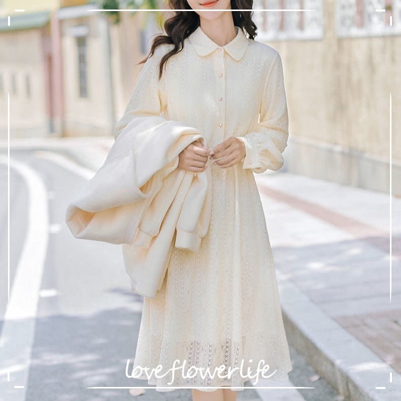 Elegant Dress Women Long Sleeve Solid Party Fairy Dress Office Lady Lace Turn Down Neck Autumn Fashion Korean Clothing 210521, Apricot
Elegant Dress Women Long Sleeve Solid Party Fairy Dress Office Lady Lace Turn Down Neck Autumn Fashion Korean Clothing 210521, Apricot