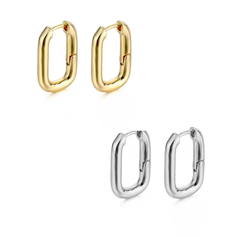 Hoop Earrings U-Shaped Smooth Surface Minimalist Geometry Puncture Small Punk Gold Silver For Women Fine Charm Jewelry