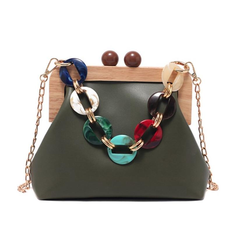 Evening Bags Wooden Clip Shoulder Messenger For Women PU Leather Green Crossbody Purse Ladies Chains Small Handbags Bolsas De Mujer
Evening Bags Wooden Clip Shoulder Messenger For Women PU Leather Green Crossbody Purse Ladies Chains Small Handbags Bolsas De Mujer