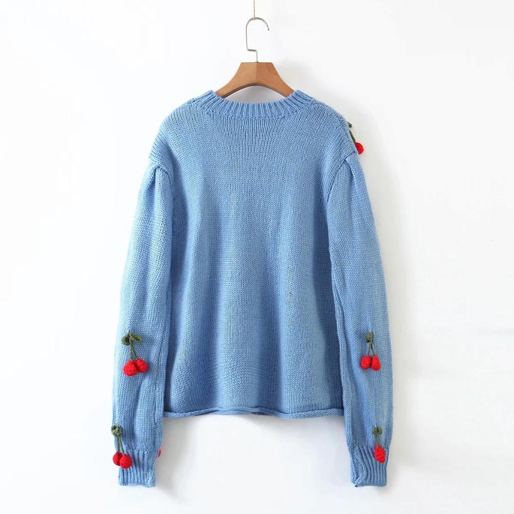 women fashion appliques full sleeve o-neck winter sweater ladies keep wearm casual style chic femal streetwear 210521