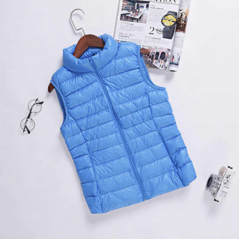 Autumn Winter Women Double Coat Sleeveless Waistcoat Ultra Light Down Vest Parka Female Short Duck Down Coat Tops 211007wtt