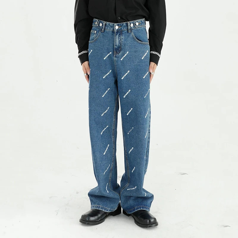 men's jeans calça jeans masculina casual de rua alta, calça estampada coreana com letras, cintura reta, ajustável, baggy exkj, Blue
men's jeans calça jeans masculina casual de rua alta, calça estampada coreana com letras, cintura reta, ajustável, baggy exkj, Blue