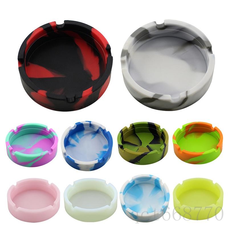 

Soft Silicone Ashtray Round Luminous Mini Ash Tray Portable Anti-scalding Cigarette Holder Home Novelty Crafts Smoking Accessories