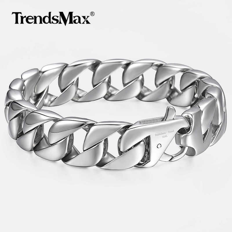 14mm Men's Bracelet Silver Color 316L Stainless Steel Round Curb Cuban Link Chain Bracelets Male Jewelry Gift for Men 8.62"HB164 210609
14mm Men's Bracelet Silver Color 316L Stainless Steel Round Curb Cuban Link Chain Bracelets Male Jewelry Gift for Men 8.62"HB164 210609