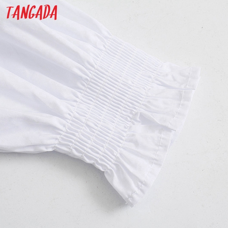 Women Peter Pan Collar Pleated Blouse Short Style Fashion Long Sleeve Shirts Female Chic Tops 3N32 210416