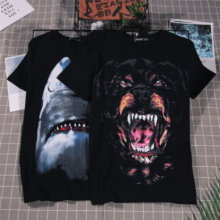 Mens t-shirt and womens hip hop summer loose high quality printed short lovers pure cotton half sleeve, White;black 
Mens t-shirt and womens hip hop summer loose high quality printed short lovers pure cotton half sleeve, White;black